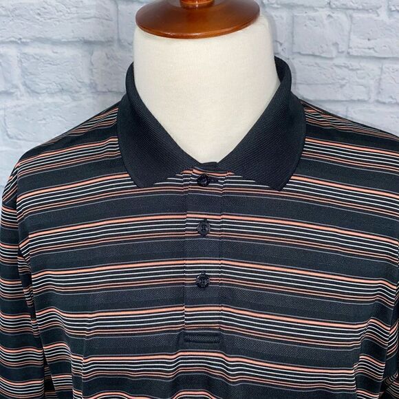 Under armour short sleeve 3 button polo black w/orange white stripes sz XXL men - Picture 2 of 9